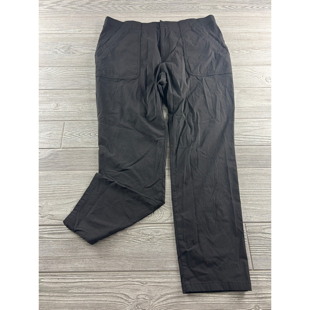 Eddie Bauer Pants Womens 14 Black Flat Front Straight Leg Outdoor Stretch Chino
